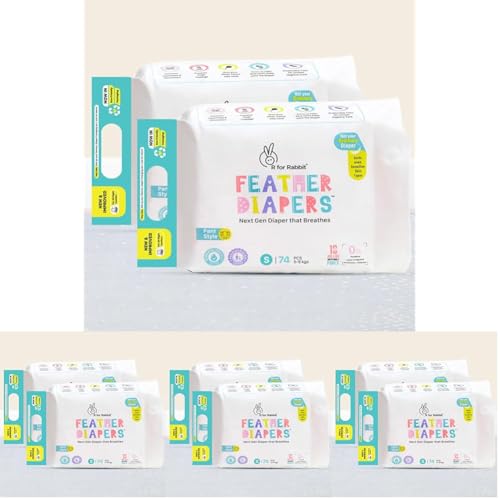 Image of R for Rabbit Small S Size Premium Feather Diaper for Baby 5 to 9 kgs (148 Combo Pack Offer) (Pack of 4)