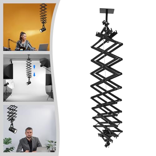 Pxolerig Photography Ceiling Rail System, Studio Lighting Hanging Equipment 2M Drop Pantograph for Live Broadcast Studio Photography Flash Specialized Equipment