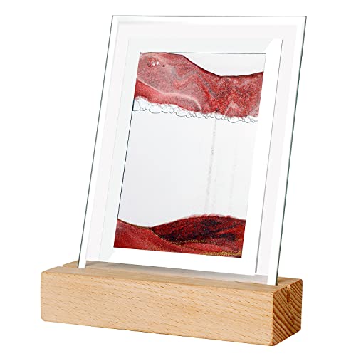 Lampe de bureau sable mouvant rouge avec veilleuse LED USB de chevet