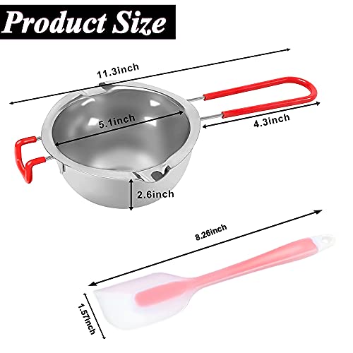 Likegor Stainless Steel Double Boiler Pot 680Ml With Heat-Resistant Handle And Silicone Spatula For Melting Chocolate, Candy, Butter, And Candle Making (New Upgrade) #TOP6