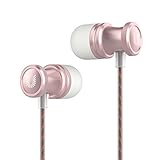 Uiisii US80 In Ear Headphones Sport Earbuds with Mic Stereo Bass 3.5mm Jack for Apple iOS and Android Smartphones PC Tablet (Rosy Gold)
