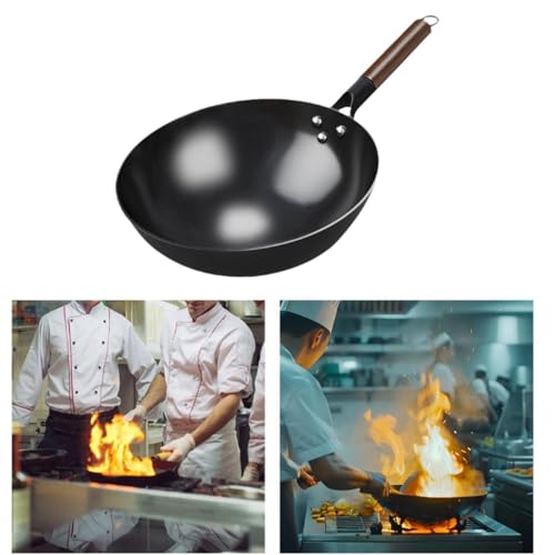 Wok sartén con fondo redondo 32 cm sin orejas miniatura 2