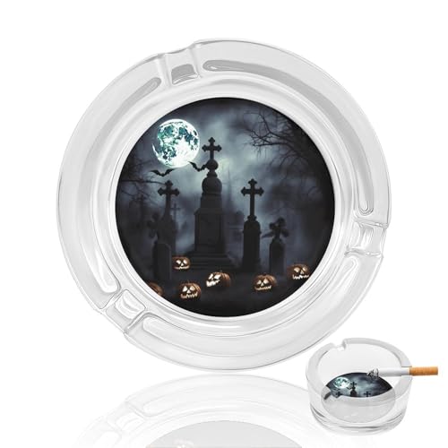 Cenicero de cristal para cigarrillos, cenicero gótico, feliz Halloween, cenicero para fumadores, hogar, oficina, interior y exterior, decorativo
