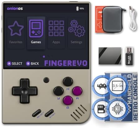 Mini Plus OnionOS Handheld Game Console 3.5-inch 640*480 Screen 3000mAh Mini+ with Portable Case Retro Gray