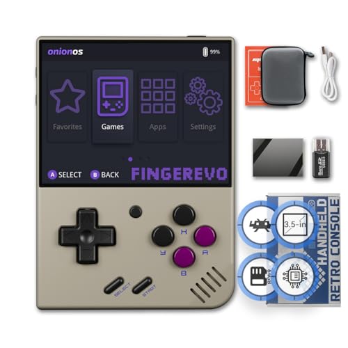 Mini Plus OnionOS Handheld Game Console 3.5-inch 640*480 Screen 3000mAh Mini+ with Portable Case Retro Gray