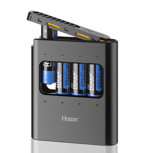 Hixon 1.5V Rechargeable Lithium Batteries AA 4 Pack with Ultra Thin Charging Storage Box, 3500mWh 1.5V High-Power Li-ion Double A Battery, 1600+ Cycles, Low Self-Discharge