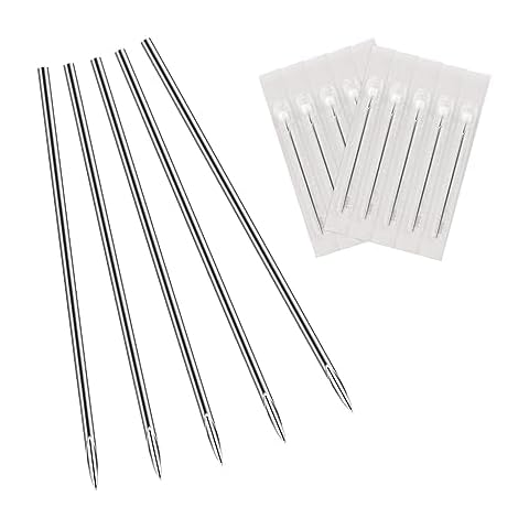 Body Piercing Needles, JimKing 10pcs 16G Stainless Steel Sterile Disposable Piercing Needles for Ear Nose Navel Nipple Lip Cover
