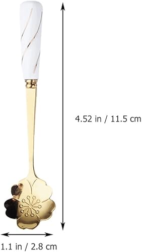 Miniatura 6 de DOITOOL 4 cucharas de café de acero inoxidable con forma de flor, cucharas de té y azúcar, cucharas de café expreso para postres, pasteles, mezclar,