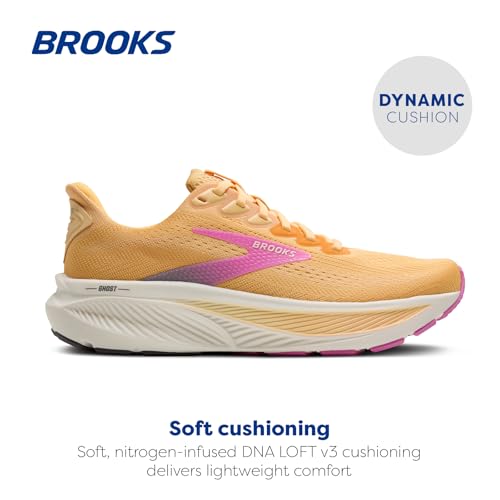 Brooks Women’s Ghost 17 Neutral Running Shoe - Apricot/Grey/Pink - 9 Medium
