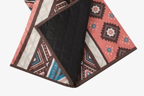 Image of Picnic Blanket Waterproof Camping Mat 200cm Large Beach Picnic Mat with Portable Handy Tote for Travel Sports Home Yoga Park Grass Mat for Baby (Orange Diamond Pattern)