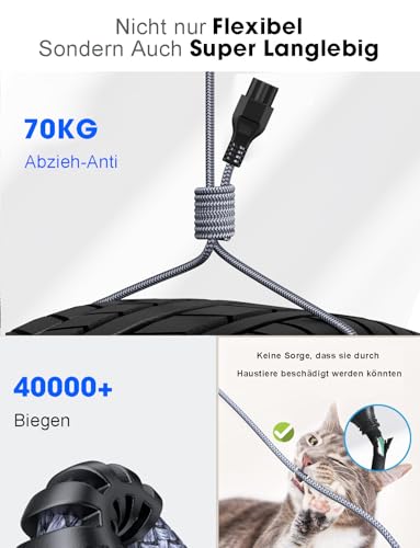 Cable de alimentación trenzado de nailon de 3m anti enredos 3