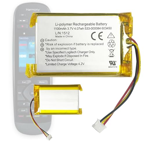 Aousavo 533 000084 batería de repuesto 603450 compatible con Logitech Harmony Touch, Harmony Ultimate Remote Controls 533 000083 915 000198 0201 533 000084