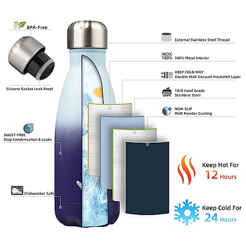 Image of Konokyo Insulated Water Bottles,12 oz Double Wall Stainless Steel Vacumm Metal Flask for Sports Travel,Ocean Dream