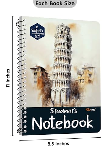 Image of GOWOO A4 size Ruled spiral notebook || set of 4 || 800 pages || 4x200 pages each notebook || Daily Practice Book