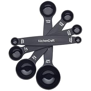 KitchenCraft Set van 4 In Elkaar Passende Magnetische Maatlepels, Zwart