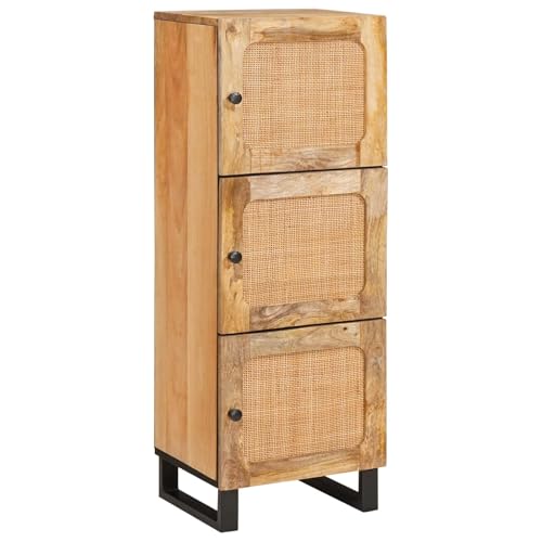 vidaXL Aparador Alto Marrón 90 x 33 x 75 cm Madera de Mango Maciza, Aparador Moderno, Mueble Rectangular de Mango, Armario Resistente marrón, diseño Funcional