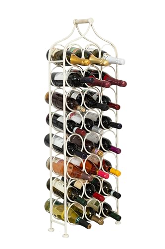 Biscottini Portabottiglie Vino in Ferro 36x16x106 - Portavini - Porta Bottiglie Vino in Metallo Capienza 24 Bottiglie - Cantinetta Vino Finitura Bianca antica - Espositore - Portabottiglie Cucina Bar