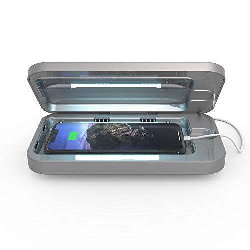 PhoneSoap 3 - UV-Handy-Reiniger und Dual-Universal-Handy-Ladegerät | Patentierter und klinisch erprobter UV-Sanitizer | Reinigt und Lädt Alle Telefone - Silber