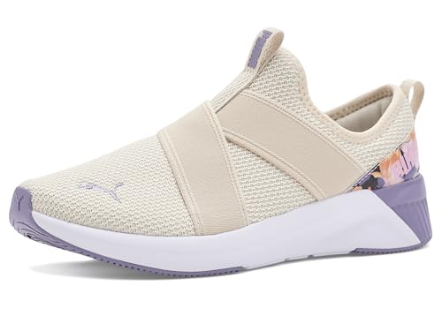 PUMA Womens Softride Harli Slip-On Floral Cross Training Shoes Alpine Snow/Lilac Luster/Melon Glow/White 8 Medium