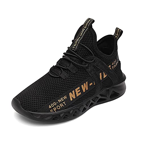 ZHPTO Garçons Baskets décontractées pour Enfants Chaussures de Sport de Plein air Respirantes Chaussures de Course légères Noir 29 EU Cover