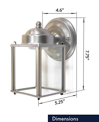 Coramdeo Outdoor Led Square Coach Light For Porch, Patio, Deck, Barn, Wet Location, Built In Led Gives 75W Of Light From 9.5W Of Power, 800 Lumens, 3K, Durable Nickel Finish & Clear Glass #TOP3
