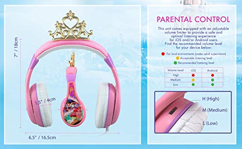 Disney Princess Kids Headphones For Kids Adjustable Stereo Tangle-Free 3.5Mm Jack Wired Cord Over Ear Headset For Children Parental Volume Control Kid Friendly Safe (Frustration Free Packaging), Dp-140.Exv6, Pink #TOP5