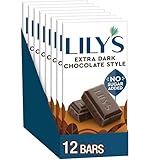 LILY'S Extra Dark Chocolate Style No Sugar Added, Sweets Bars, 2.8 oz (12 Count)