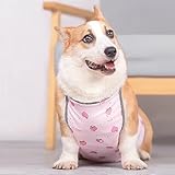 Belly Protector, Waterproof Dog Bib Chest Protector, Pet Apron for Female Male Dogs Corgi Dachshund Bulldog, Puppy Protective Vest, Prevents Dog from Getting Dirty Wet & Injured Pink-L