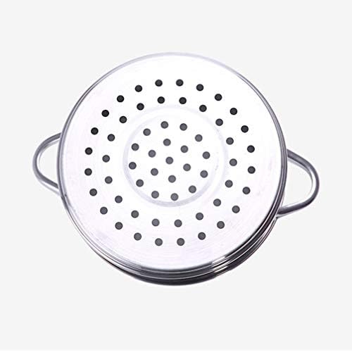 Cabilock Stainless Steel Steamer Basket Steamer Pot Insert with Two Handle Food Steaming Rack Kitchen Strainer for Fruit Meat Dim Sum Seafood 22cm