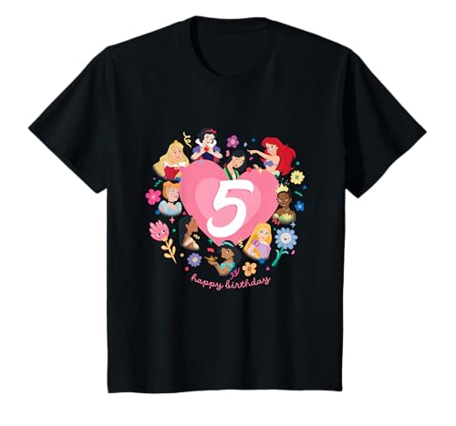 Image of Disney Princess Heart 5 Years Old Happy Fifth Birthday T-Shirt
