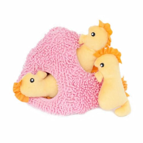 ZippyPaws - Sea Buddies Burrow, Interactive Squeaky Hide and Seek Plush Dog Toy - Seahorse ‘n Coral