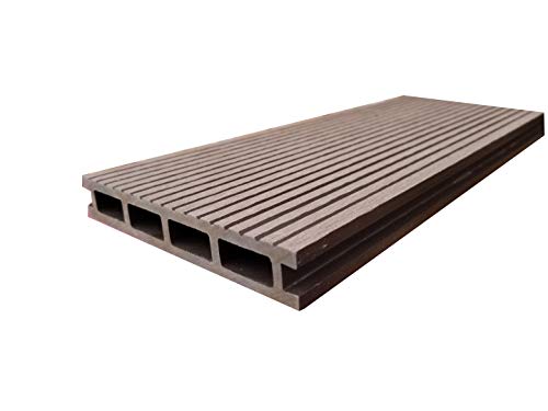 サンセルフ 人工木材 床板 厚み25mm 幅146mm 長さ2m ダークブラウン5枚セット 樹脂固定部材セット