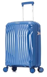 DK Luggage Carry-on 20” Cabin EasyJet, BA, Jet 2 Hard Shell Approved Hand Luggage Polypropylene Suitcase 4 Wheel Spinner Luggage (Blue ST81, Cabin)