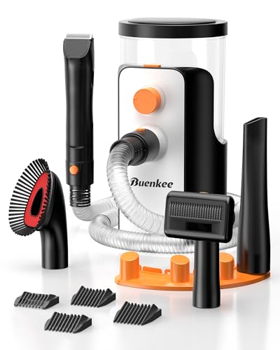 buenkee Dog Grooming Vacuum, 4.5L Extra-Large Dust Cup Dog Grooming Kit, 14000Pa High-Suction Pet Groomer with Clippers, Low-Noise All-in-One Shedding Control Set for Home Use