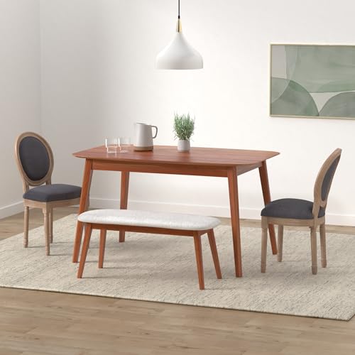 Image of Virabit French Vintage Chairs Set of 4, Farmhouse Dining Chairs with Solid Wood Frame and Tufted Fabric,Rubber Wood French Decor for Dining Room,Living Room, Kitchen,Restaurant