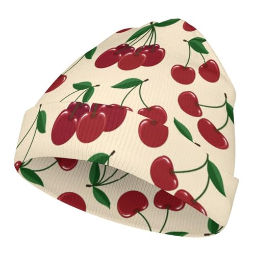 Cherry Pattern(1) Kids Beanie Hat for for Girls Boys Children Cap Winter Knitted Chemo Cancer Headwear Accessories Gifts Decoration