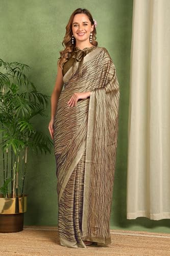Image of MIRCHI FASHION Saree for Woman | Chiffon Block Printed Lightweight Daily Wear Sarees with Blouse