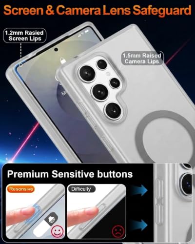 Image of DIZORO Matte Case for Samsung Galaxy S24 Ultra Compatible with MagSafe, Camera Lens Full Protection, Shockproof Translucent Frosted TPU Soft Phone Cover, Anti-Fingerprint (Titanium)