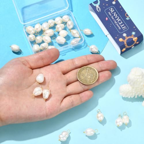 Breloques en perles de culture d'eau douce et boucle dorée pour cadeau DIY - 5