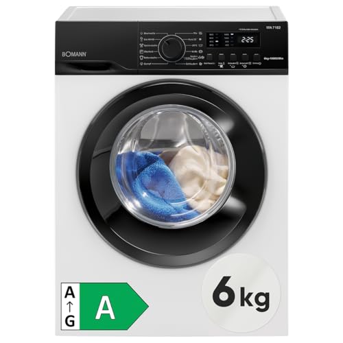 Bomann Waschmaschine 6kg | 5 Jahre Motor-Garantie | Invertermotor - effizient, leise & langlebig | max. 1000 U/min | 12 Programme | Endzeitvorwahl | LED-Display | Washing Machine | WA 7162 weiß