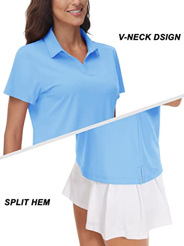 Image of TACVASEN Women's V-Neck Polo Shirts UPF 50+ Short Sleeve Sun Protection Quick Dry Golf Polos Collared Shirt