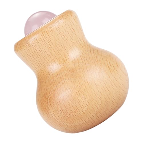 Luxshiny Rouleau de Massage en Jade Naturel Manche en Bois Rouleau Facial Rafraîchissant pour Visage Yeux et Muscles Outil Portable pour Relaxation Soins Peau et Détente Corporelle