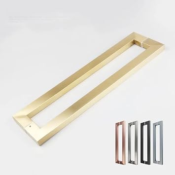 Square Rectangle Flat Shape Bar Stainless Steel Modern Contemporary Entry Door Handle Bar Pull Shower Glass Sliding Barn Door Interior Exterior Door Pull Push Modern Finish. Gold 48 Inch