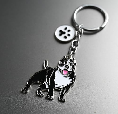 BT Bear Schlüsselanhänger mit Hundemotiv, niedlicher Metall-Schlüsselanhänger, Taschenanhänger, American Bully Pitbull, S