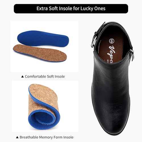 Vepose Women's Short Ankle Boots Low Heel, Western Cutout Perforated Booties4