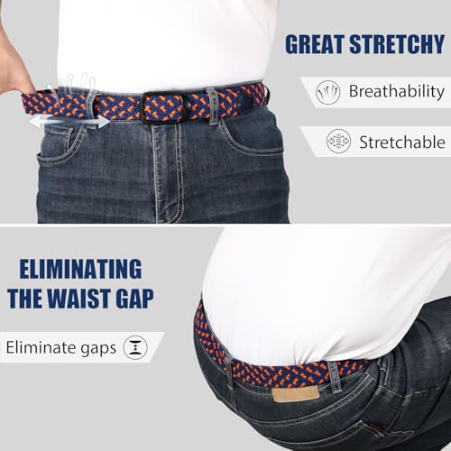 Image of JASGOOD Stretch Belt for Men, Men Women Elastic Woven Braided Belt 1 3 /8 Casual Belt Golf Belt for Jeans Pants