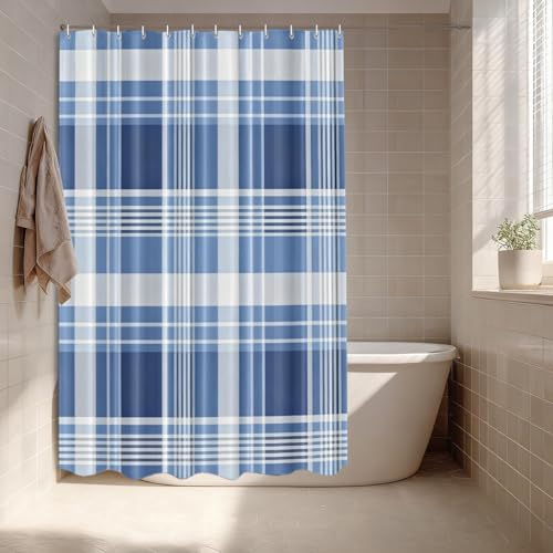 Rideau de douche bleu hivernal 180x180 cm Batmerry en polyester imperméable - 5