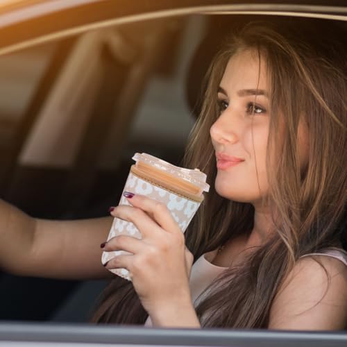 Image of Reusable Insulated Neoprene Iced Coffee Cup Sleeve, Durable Drink Sleeve for Cold Beverages, Beverage Holder for Iced Coffee (Creamy Florals)
