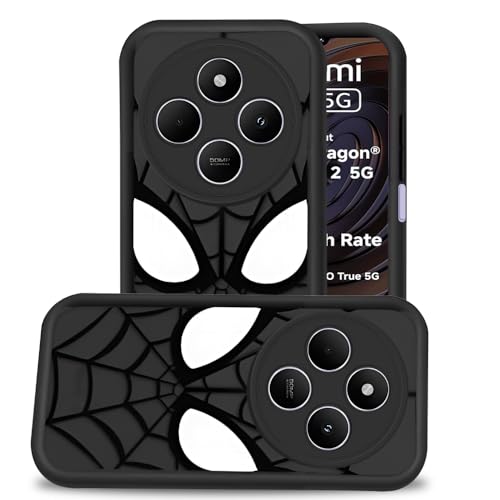 Image of AESTMO Back Case Cover for Redmi A4 / 14C / C75 5G / M7 5G Cover | Spidey Face Mask Design | Silicone Case | Full Body Protection | Camera Protection Back Cover (Black)