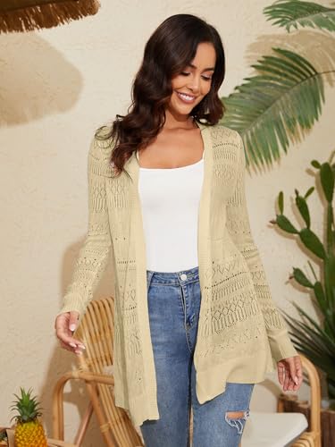 Image of Spicy Sandia Tie Front Sheer Shrug 3 /4 Sleeve Cropped Crochet Cardigan for Summer Lightweight